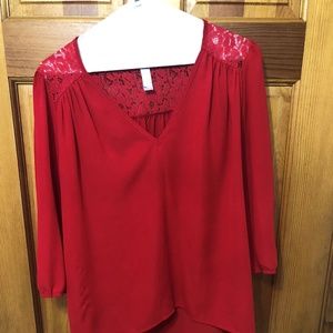 Red lace blouse